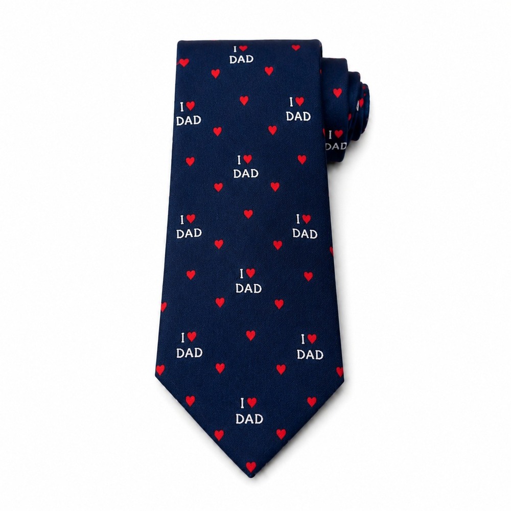 Vintage Fathers Day Lillian Vernon I Love Dad Tie 100% Silk